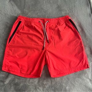 Scotch and Soda Men's Bright Orange/Red Swim Shorts Medium